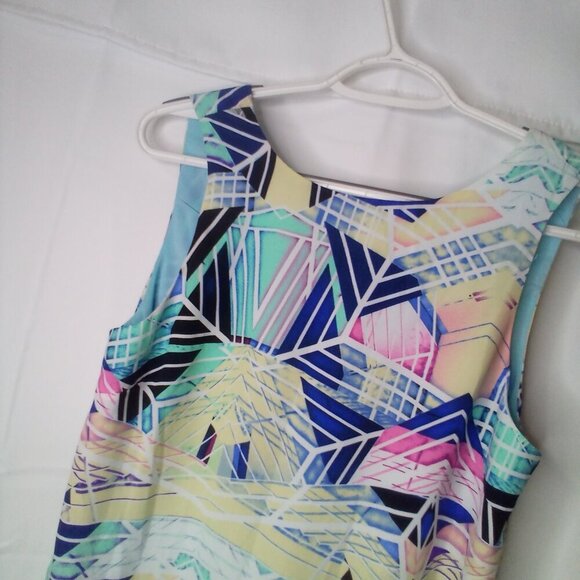 Sugar Lips Dress Women XS Sleeveless Lined Open Back Pattern Colorful - Picture 8 of 15